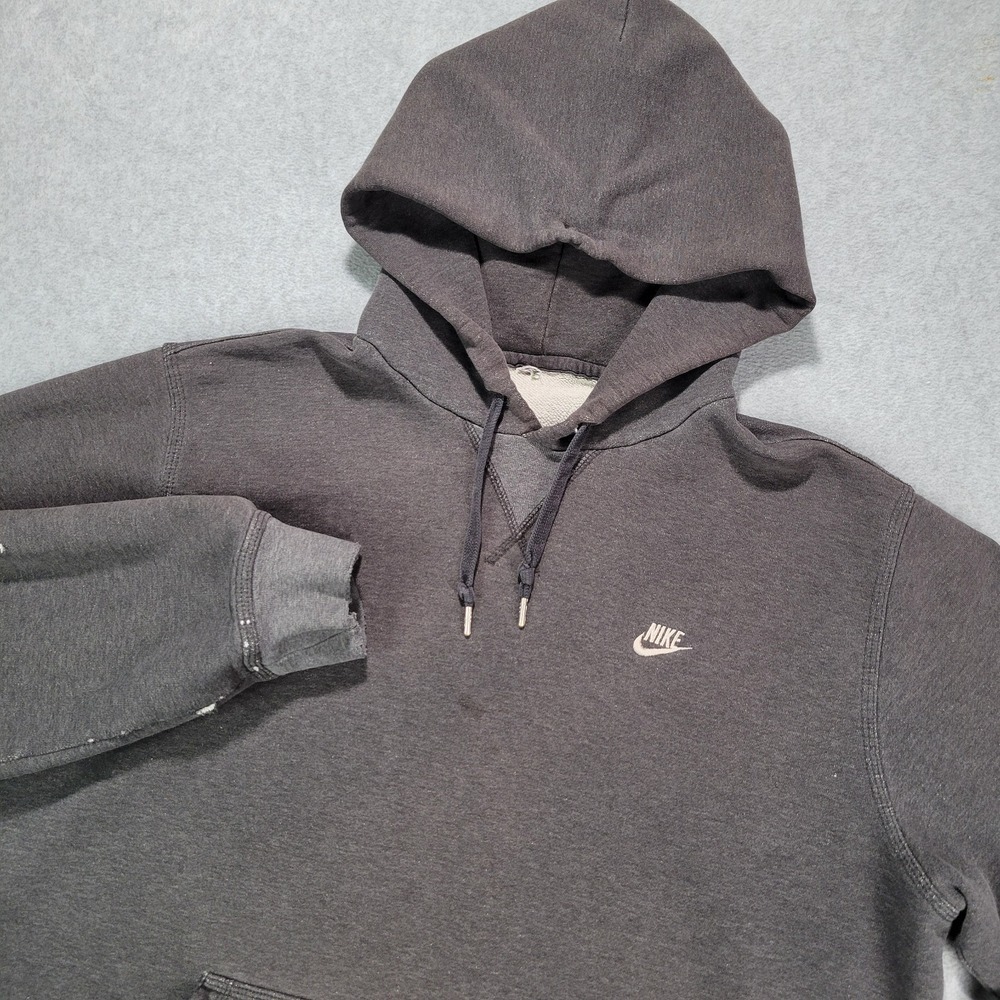 Nike Heavyweight Terry Hoodie Swoosh Distressed Mens XL Gray‎ Soft